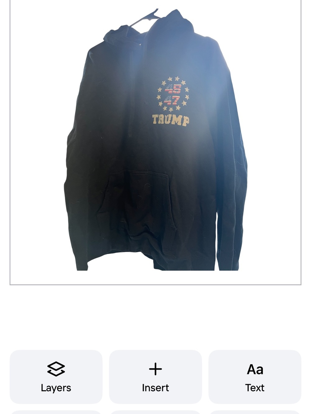 Port & company Black Hoodie with Distressed Flag and Red Text - Picture 2 of 3